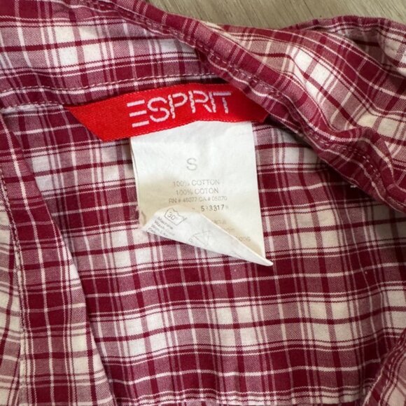 Esprit Burgundy Plaid Button-Down Shirt - Picture 3 of 3